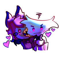 RadioDust Chibi's of Alastor biting Angel's cheek