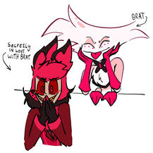 RadioDust art of Alastor thinking Angel's a brat