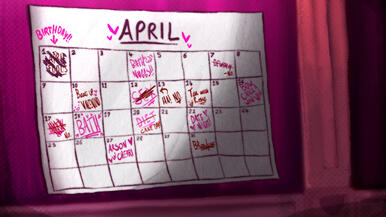 radiodust art of angel dust and alastors calander from hazbin hotel