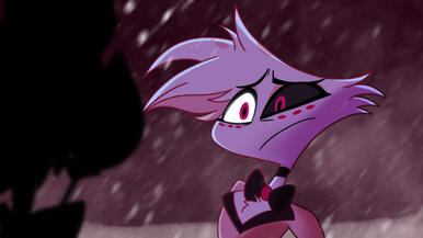 Radiodust screenshot redraw in the hazbin hotel style