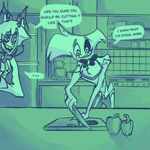 radiodust angel dust alastor knife injury comic from hazbin hotel part 1