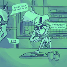 radiodust angel dust alastor knife injury comic from hazbin hotel part 2