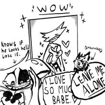 vintage art of angel dust and alastor painting from hazbin hotel part 2