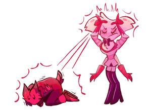 radiodust angel dust projecting his period cramps onto alastor from hazbin hotel