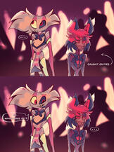 RadioDust Comic of Alastor And Angel Dust on Fire from hazbin hotel